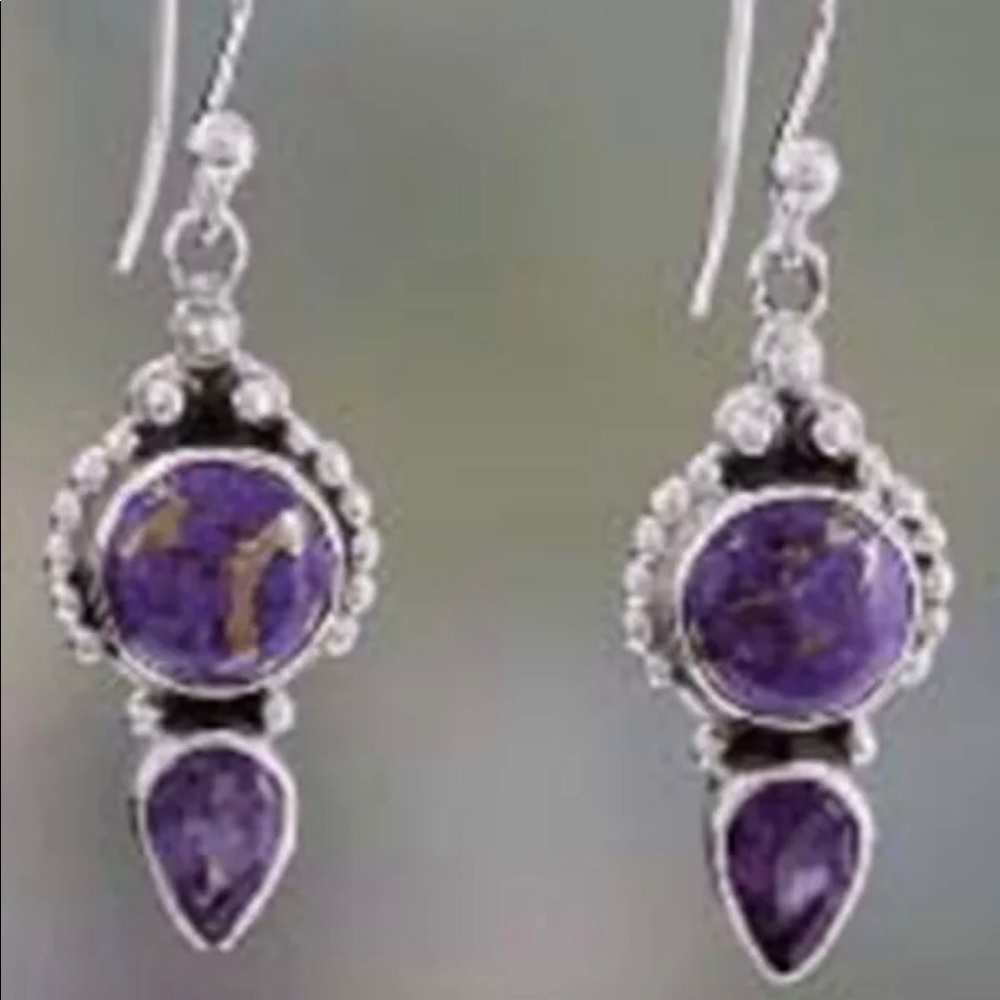 Purple turquoise earrings